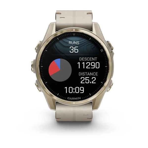 Смарт-часы Garmin Fenix 8 – 43 мм, AMOLED Sapphire, золотистые с кожаным ремешком цвета серый известняк 010-02903-40 фото