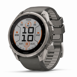 Смарт-годинник Garmin Fenix 9 Pro Solar (51 мм) з титановим корпусом і силіконовим ремінцем кольору галька / сріблясто-сірий