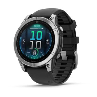 Смарт-годинник Garmin Fenix E – 47 мм, AMOLED, нержавіюча сталь з чорним силіконовим ремінцем 010-03025-00 фото