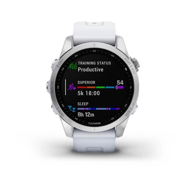 Смарт-годинник Garmin Fenix 7S сріблястий з білим ремінцем 010-02539-03 фото