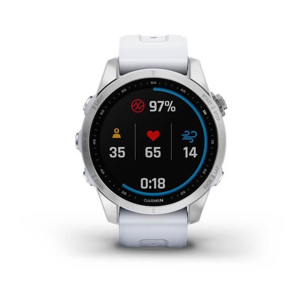 Смарт-годинник Garmin Fenix 7S сріблястий з білим ремінцем 010-02539-03 фото