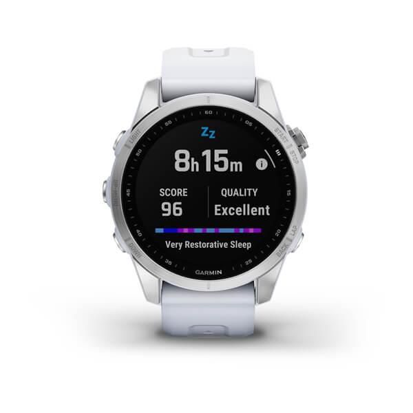 Смарт-годинник Garmin Fenix 7S сріблястий з білим ремінцем 010-02539-03 фото