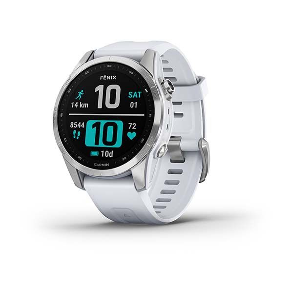 Смарт-годинник Garmin Fenix 7S сріблястий з білим ремінцем 010-02539-03 фото