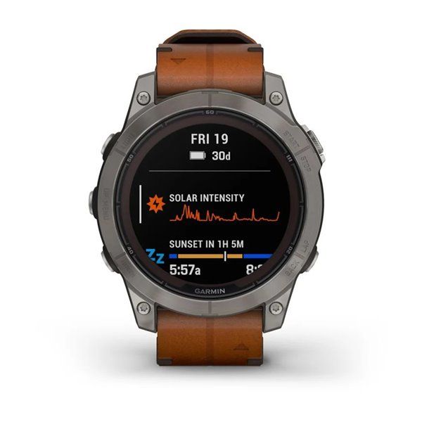 Смарт-годинник Garmin Fenix 7 Pro - Sapphire Solar Edition - титановий корпус з каштановим шкіряним ремінцем 010-02777-30 фото