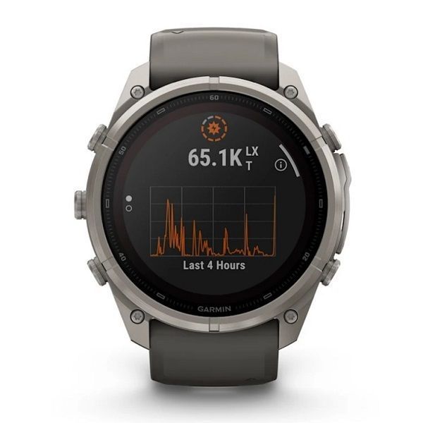 Смарт-годинник Garmin Fenix 9 Pro Solar (51 мм) з титановим корпусом і силіконовим ремінцем кольору галька / сріблясто-сірий