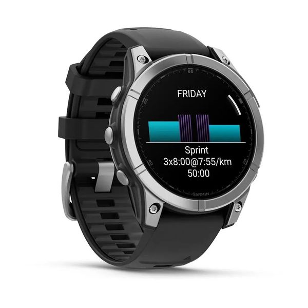 Смарт-годинник Garmin Fenix E – 47 мм, AMOLED, нержавіюча сталь з чорним силіконовим ремінцем 010-03025-00 фото