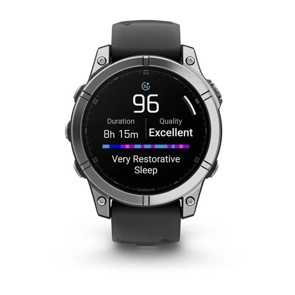 Смарт-годинник Garmin Fenix E – 47 мм, AMOLED, нержавіюча сталь з чорним силіконовим ремінцем 010-03025-00 фото