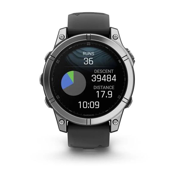 Смарт-годинник Garmin Fenix E – 47 мм, AMOLED, нержавіюча сталь з чорним силіконовим ремінцем 010-03025-00 фото