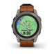 Смарт-часы Garmin Fenix 7 Pro - Sapphire Solar Edition - титановый корпус с каштановым кожаным ремешком 010-02777-30 фото 8