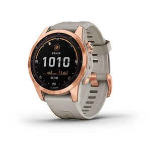 Смарт-годинник Garmin Fenix 7S Solar рожеве золото зі світло-бежевим ремінцем 010-02539-11 фото