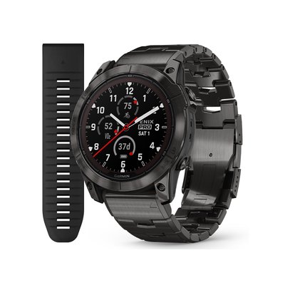 Смарт-часы Garmin Fenix ​​7X Pro - Sapphire Solar Edition - темно-серый титан DLC Carbon с титановым браслетом 010-02778-30 фото
