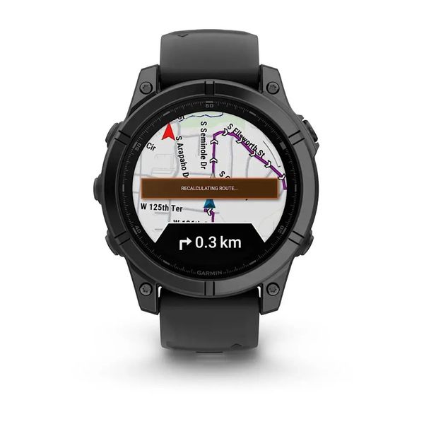 Смарт-годинник Garmin Fenix E – 47 мм, AMOLED, сланцево-сірий сталевий корпус з чорним силіконовим ремінцем 010-03025-01 фото