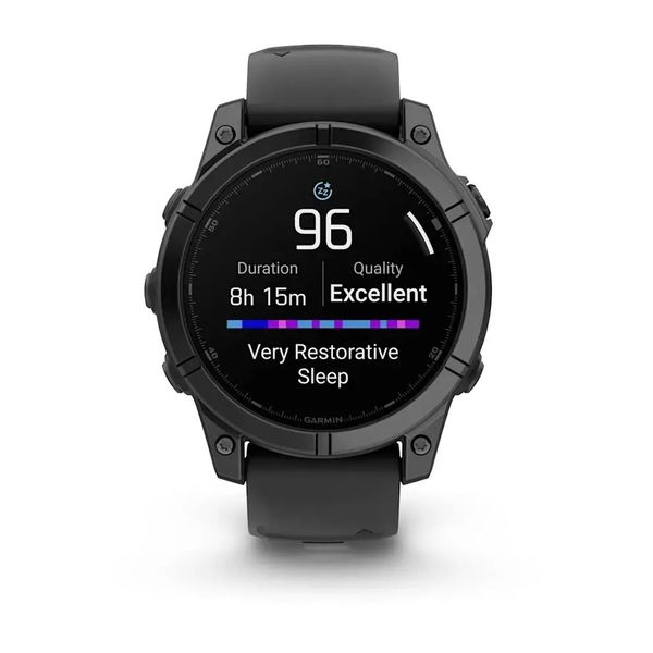 Смарт-годинник Garmin Fenix E – 47 мм, AMOLED, сланцево-сірий сталевий корпус з чорним силіконовим ремінцем 010-03025-01 фото