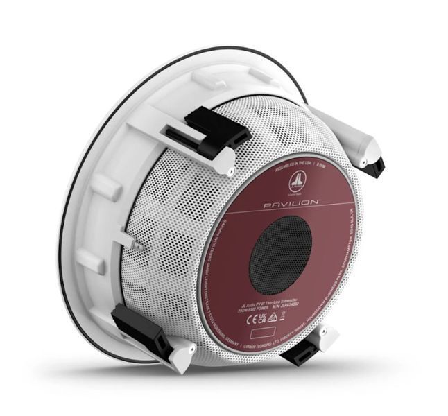 Тонкий сабвуфер для дома JL Audio Pavilion 8&rdquo; с белой круглой решеткой (подходит для использования на открытом воздухе)