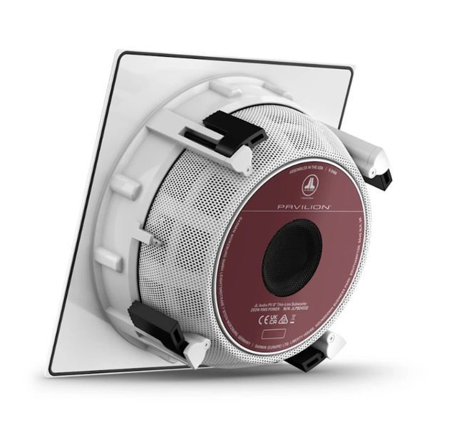 Тонкий сабвуфер для дома JL Audio Pavilion 8&rdquo; с белой квадратной решеткой (подходит для использования на открытом воздухе)