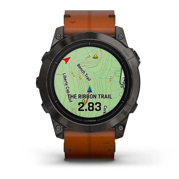 Смарт-годинник Garmin Epix Pro (Gen 2) - Sapphire Edition 51 mm - титан DLC Carbon з каштановим шкіряним ремінцем 010-02804-30 фото