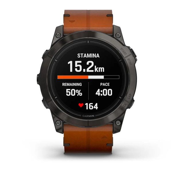 Смарт-годинник Garmin Epix Pro (Gen 2) - Sapphire Edition 51 mm - титан DLC Carbon з каштановим шкіряним ремінцем 010-02804-30 фото