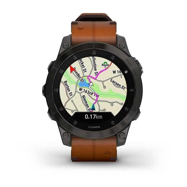 Смарт-часы Garmin Epix (Gen 2) Sapphire черные титановые с каштановым кожаным ремешком 010-02582-30 фото