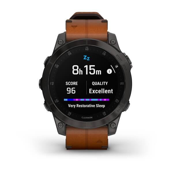 Смарт-часы Garmin Epix (Gen 2) Sapphire черные титановые с каштановым кожаным ремешком 010-02582-30 фото