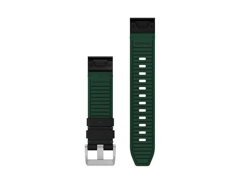 Кожаный/каучуковый ремешок Garmin QuickFit 22 для часов Epix, Fēnix, Instinct и других, черный/зеленый