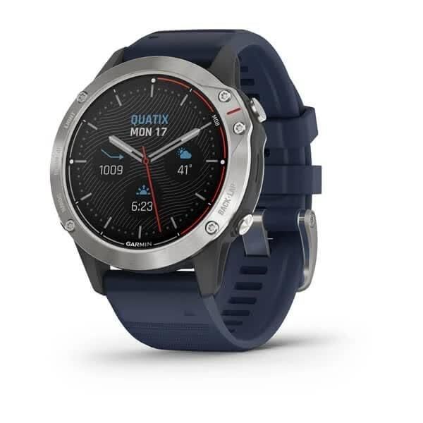 Смарт-часы Garmin Quatix 6 серые с темно-синим ремешком 010-02158-91 фото