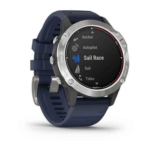 Смарт-часы Garmin Quatix 6 серые с темно-синим ремешком 010-02158-91 фото