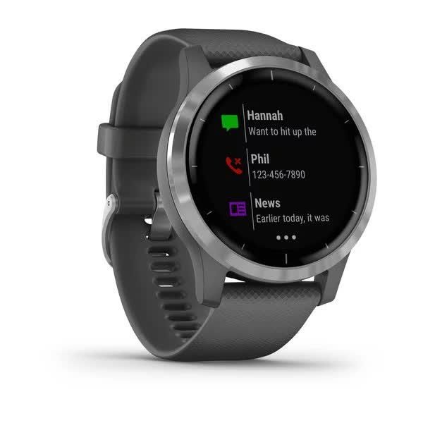 Смарт-часы Garmin Vivoactive 4 серебристые с серым корпусом и ремешком 010-02174-03 фото