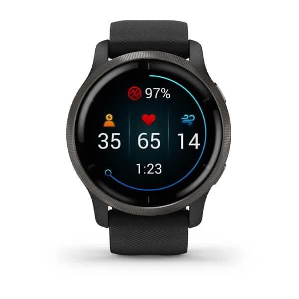 Смарт-часы Garmin Venu 2 черные с серым безелем и силиконовым ремешком 010-02430-11 фото