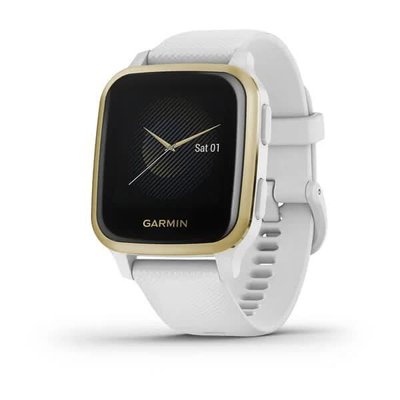 Смарт-часы Garmin Venu Sq белые с золотистым алюминиевым безелем и силиконовым ремешком 010-02427-11 фото