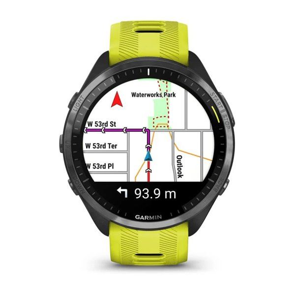 Смарт-годинник Garmin Forerunner 965 з карбоново-сірим титановим безелем, чорним корпусом та жовтим силіконовим ремінцем 010-02809-12 фото