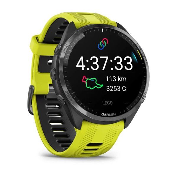 Смарт-часы Garmin Forerunner 965 с карбоново-серым титановым безелем, черным корпусом и желтым силиконовым ремешком 010-02809-12 фото