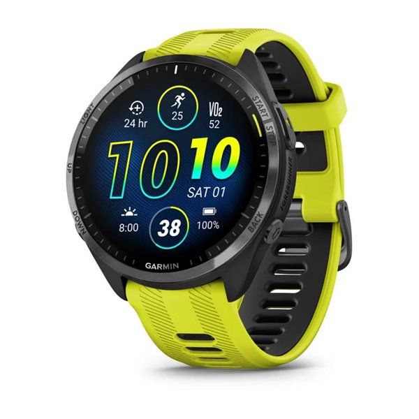 Смарт-годинник Garmin Forerunner 965 з карбоново-сірим титановим безелем, чорним корпусом та жовтим силіконовим ремінцем 010-02809-12 фото