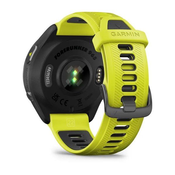 Смарт-годинник Garmin Forerunner 965 з карбоново-сірим титановим безелем, чорним корпусом та жовтим силіконовим ремінцем 010-02809-12 фото