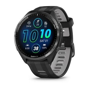 Смарт-годинник Garmin Forerunner 965 з карбоново-сірим титановим безелем, чорним корпусом та чорно-сірим силіконовим ремінцем 010-02809-10 фото