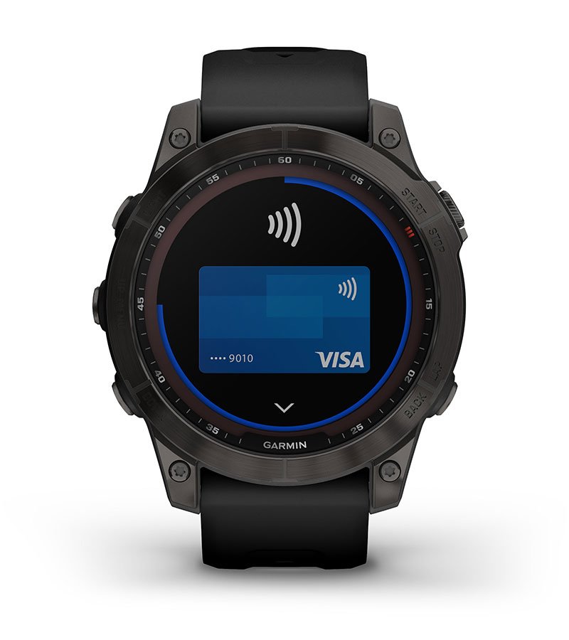 Бесконтактные платежи Garmin Pay - Часы fenix 7 Sapphire Solar титановый с кожаным ремешком