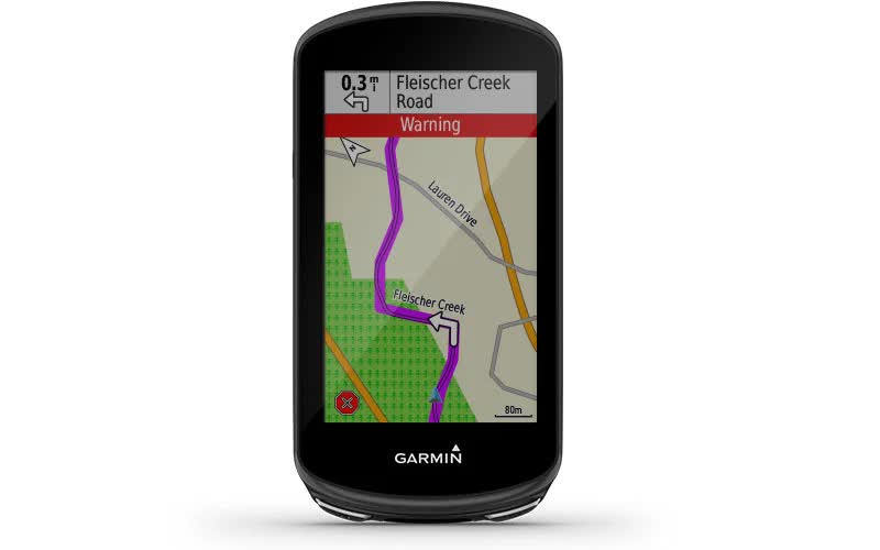 Garmin Edge 1030 Plus предоставляет навигационные подсказки от поворота к повороту.