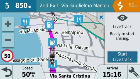 Мотонавігатор zumo 396 LMT-S. Функція LiveTrack